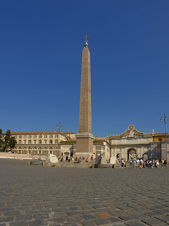Obelisk mit dem Porta del Popolo Fotos